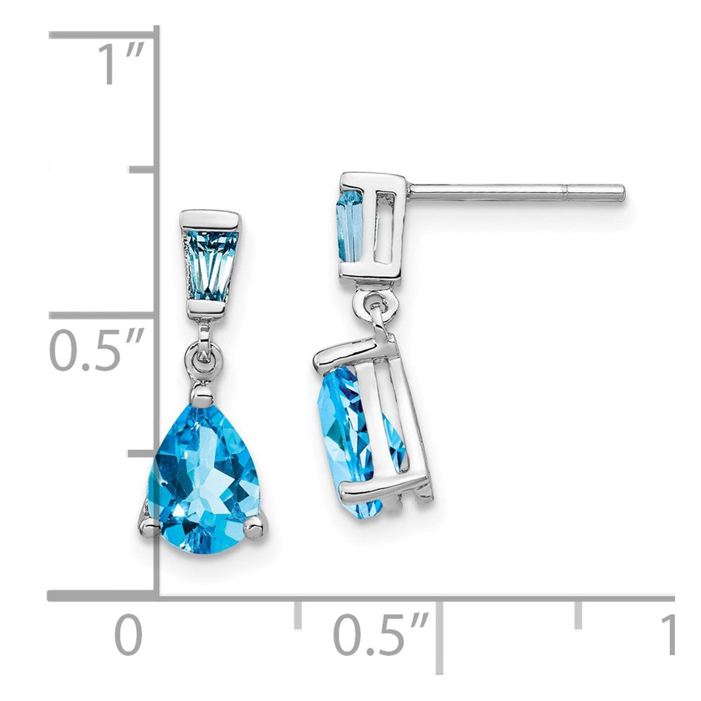 14k White Gold Blue Topaz Dangle Earrings
