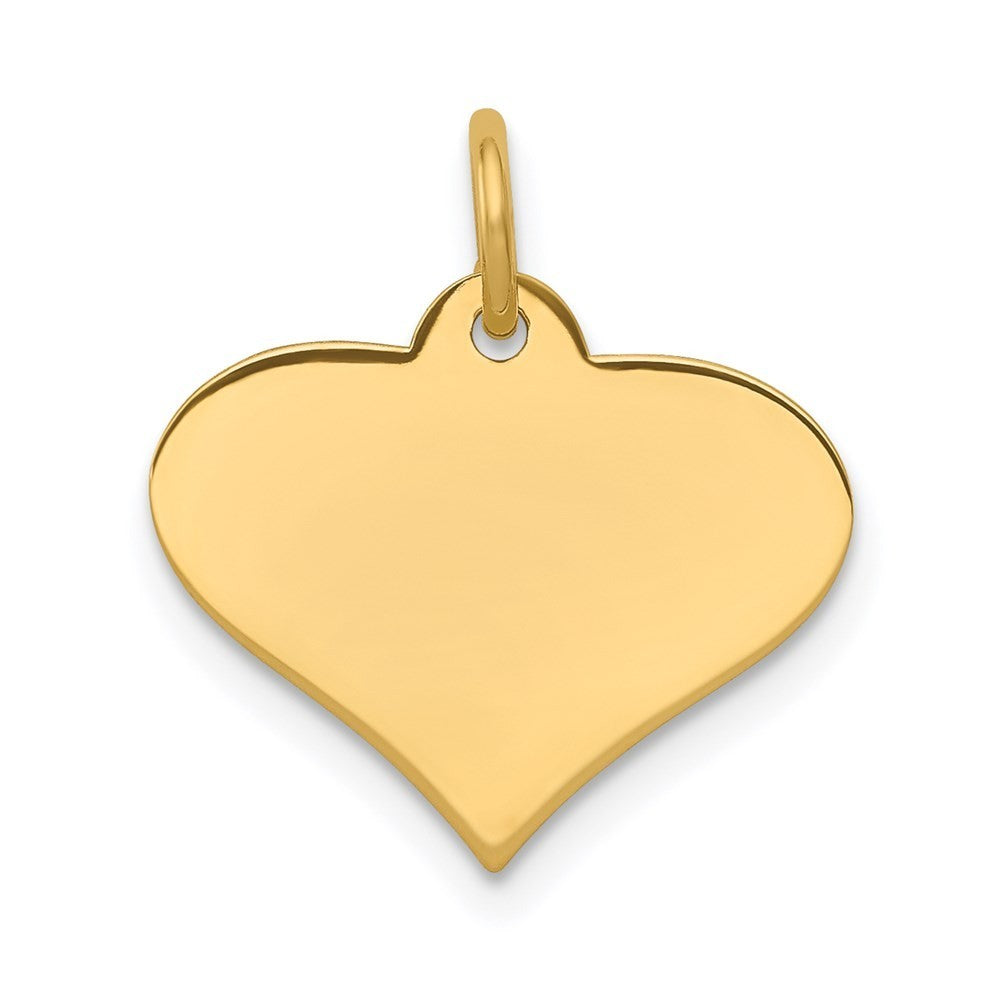 14k Yellow Gold Plain .018 Gauge Engraveable Heart Disc Charm Pendant