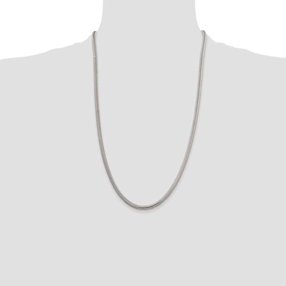 Sterling Silver 4mm Round Snake Chain Necklace 26"