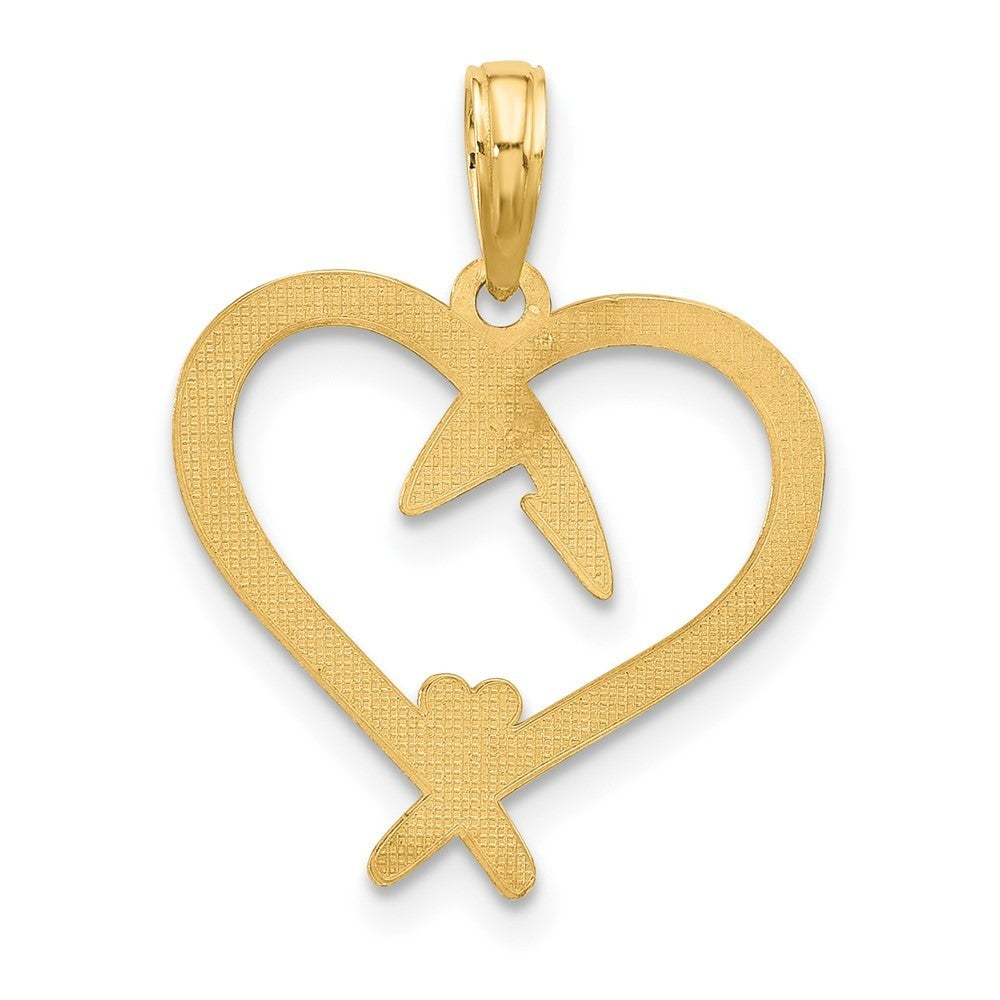 14k Yellow Gold Fancy Heart Charm Pendant