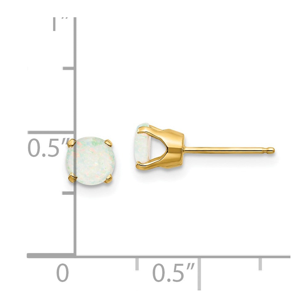 14k Yellow Gold 5mm Opal Stud Earrings - October