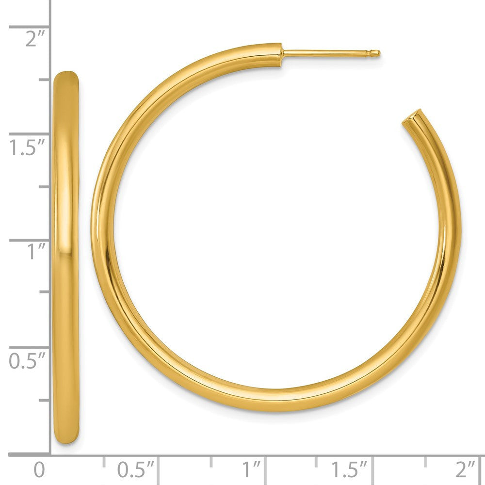 14k Yellow Gold Polished 3.0 x 45mm Tube C-Hoop Earrings