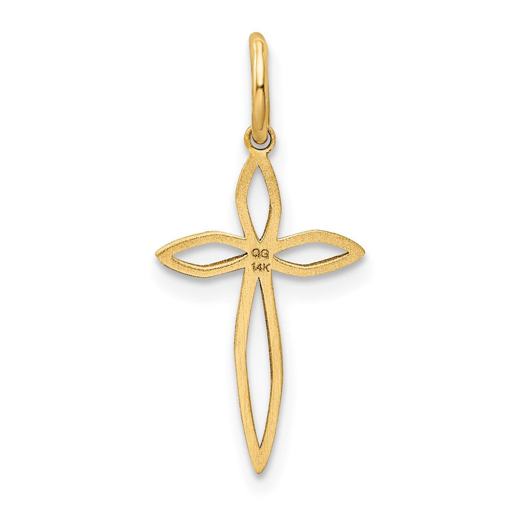 14k Yellow Gold Laser Designed Passion Cross Charm Pendant