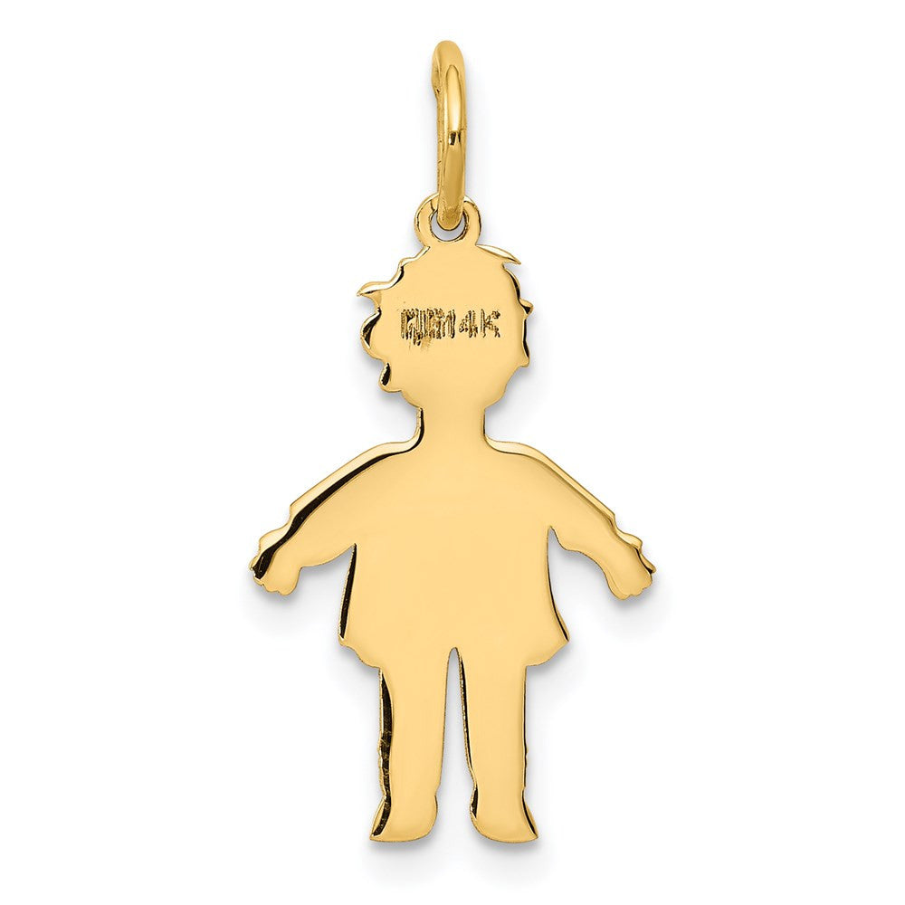 14k Yellow Gold Plain Polished Small Boy Charm Pendant