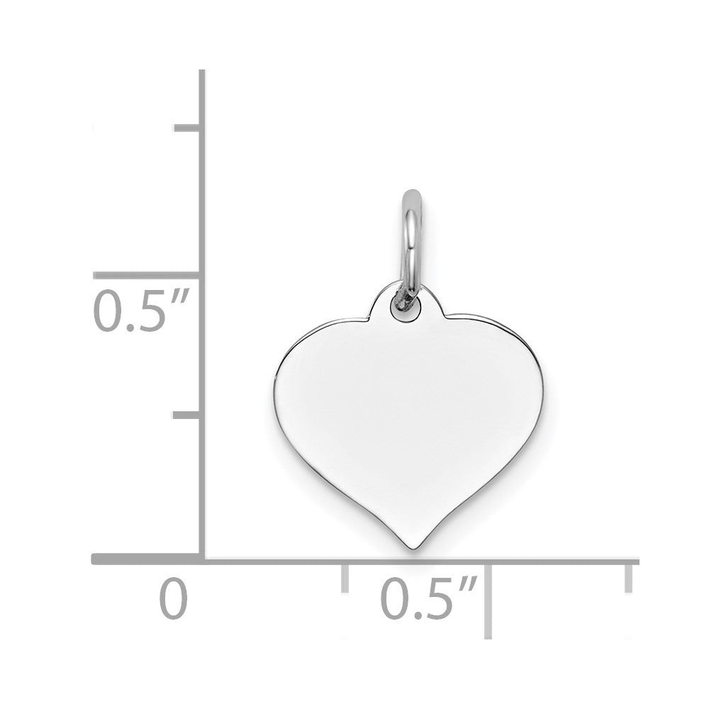 14k White Gold Heart Disc Charm Pendant