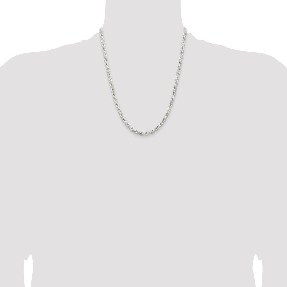 Sterling Silver 5mm Solid Rope Chain Necklace 22"