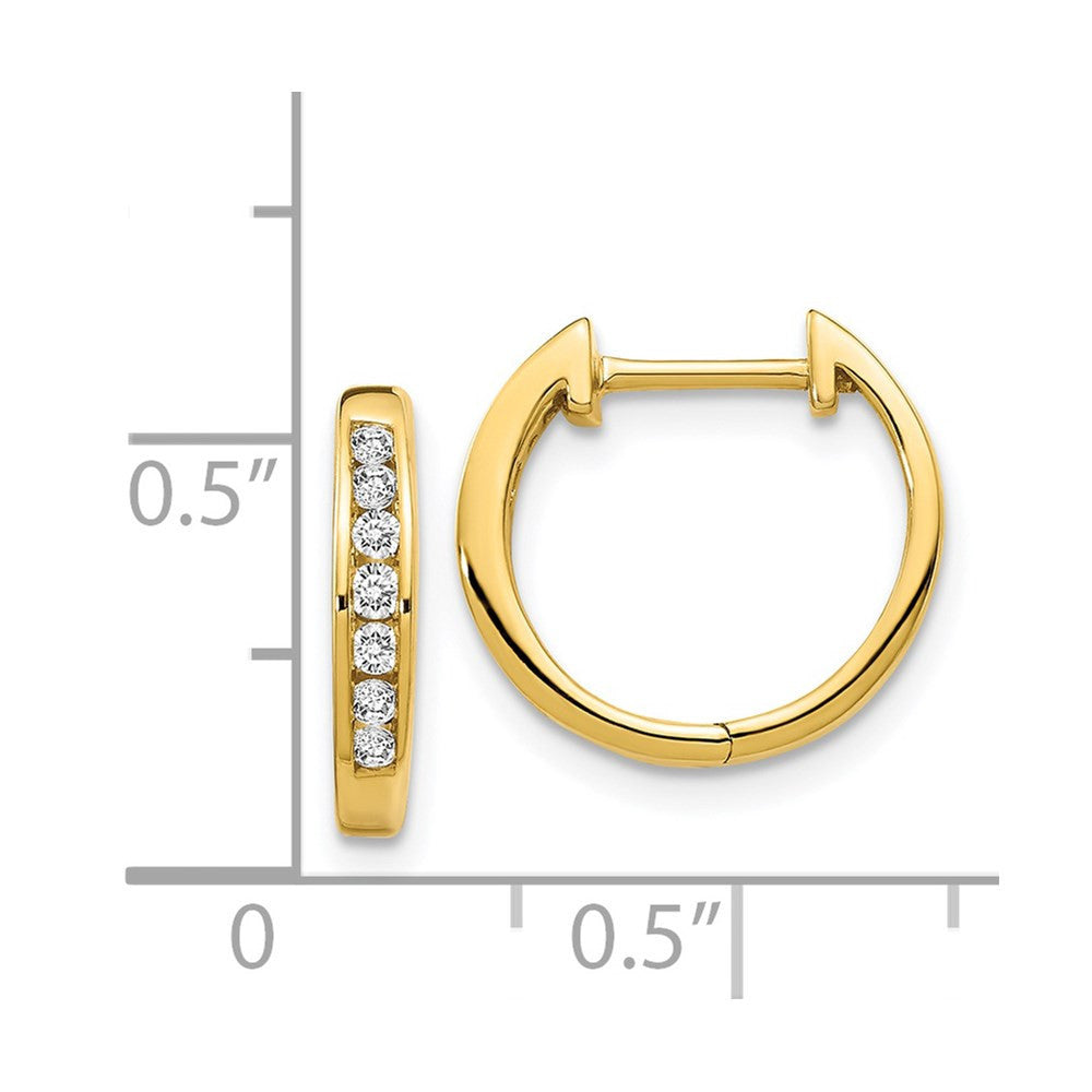 14k Yellow Gold Gold Polished Diamond Hinged Hoop Earrings