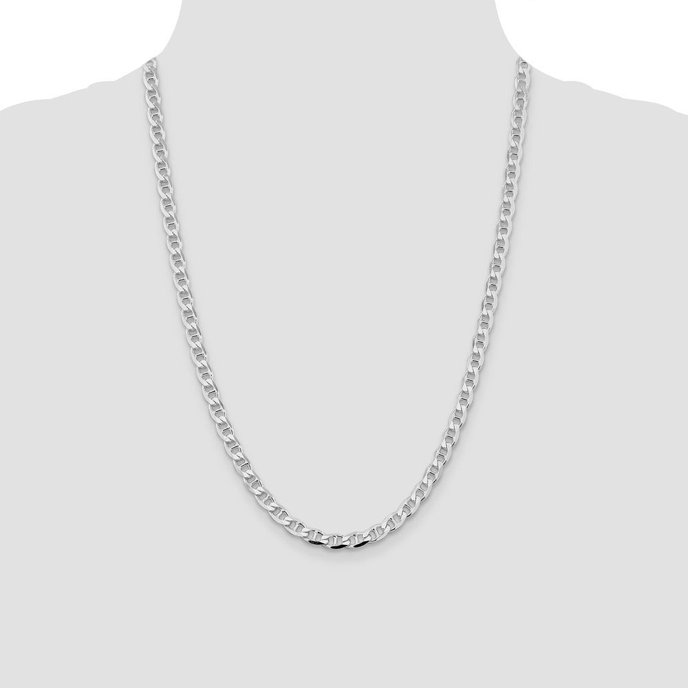 Sterling Silver 5.7mm Diamond-Cut Flat Anchor Curb Chain Necklace 24"