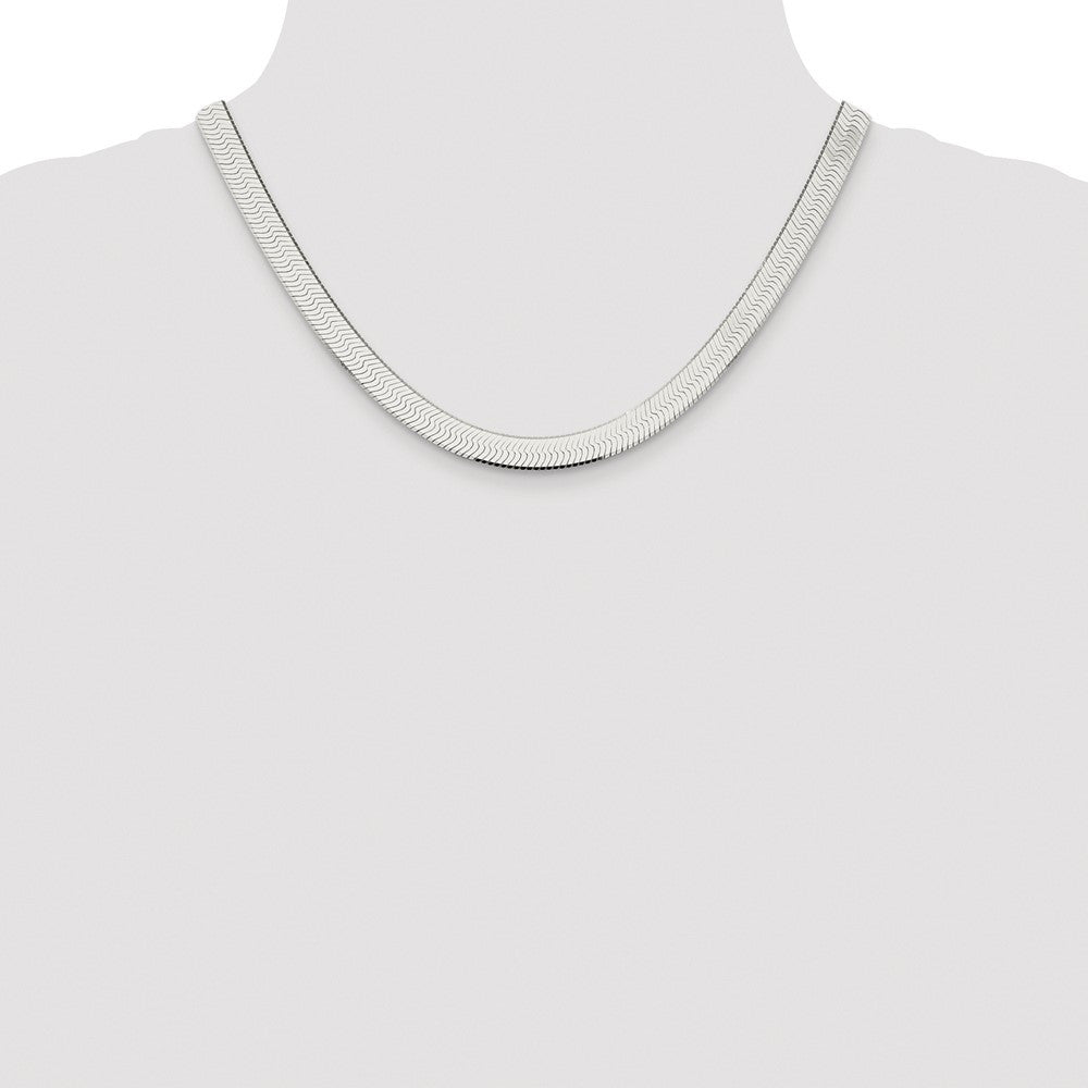 Sterling Silver Rhodium-plated 8mm Magic Herringbone Chain Necklace 18"