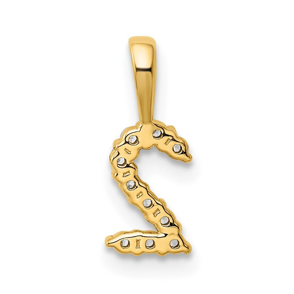 14k Yellow Gold Diamond Number 2 Pendant