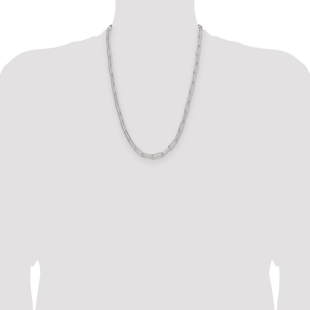 Sterling Silver Polished 5.5mm Paperclip Chain Necklace 24"