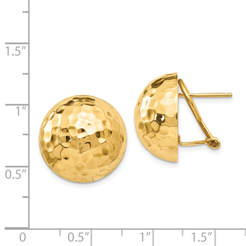 14k Yellow Gold Hammered Omega Back Stud Earrings
