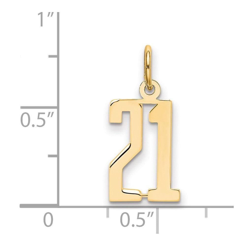 14k Yellow Gold Small Elongated Number 21 Charm Pendant
