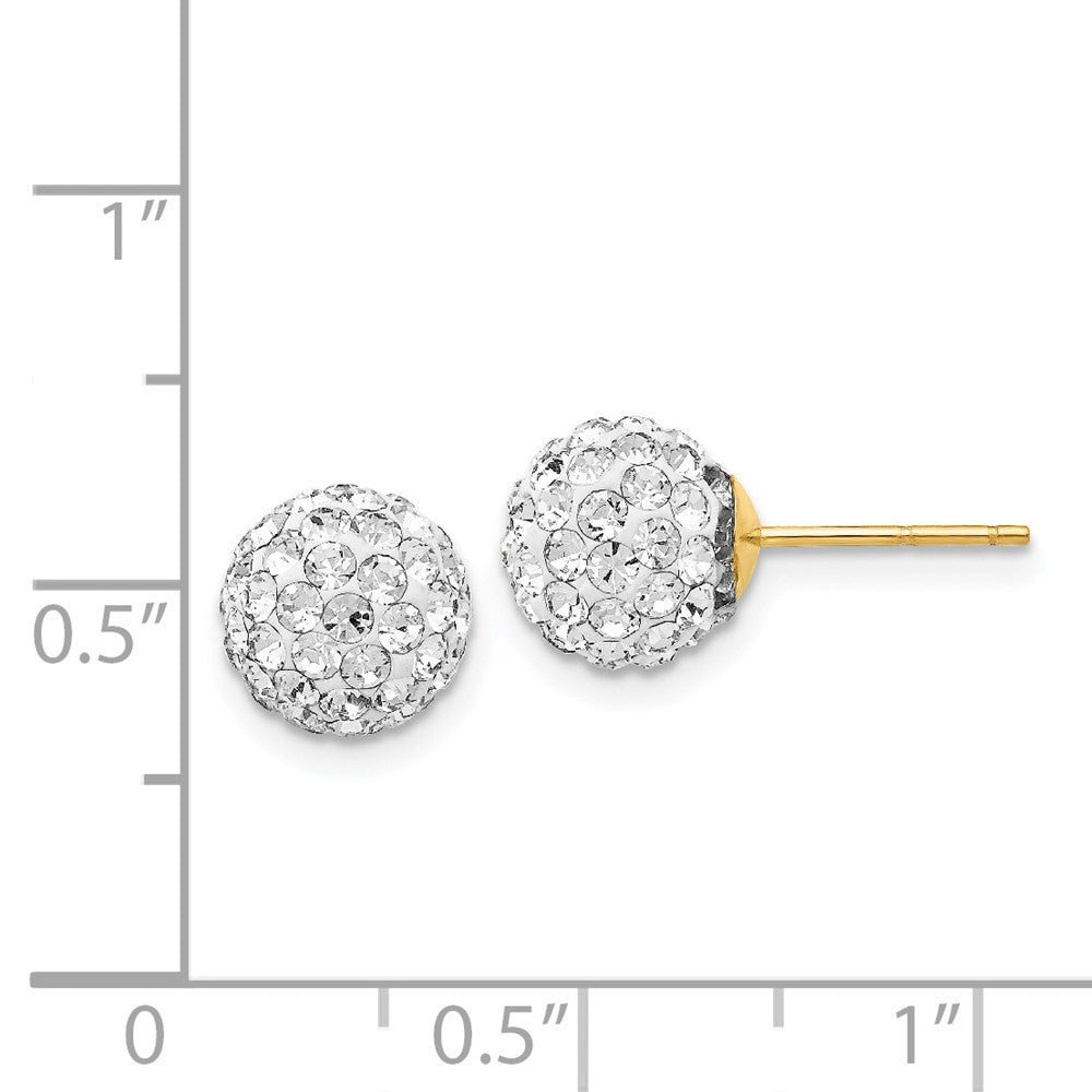 14k Yellow Gold 8mm Crystal Ball Stud Earrings