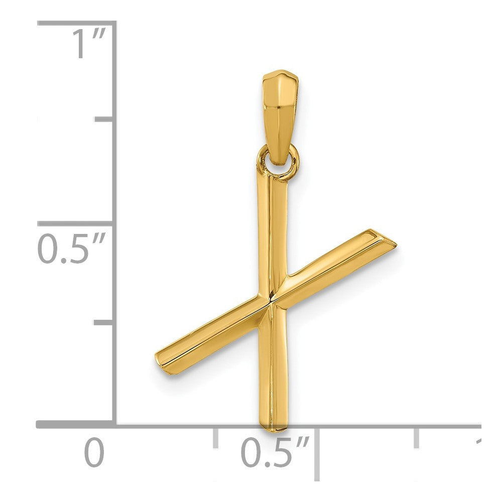14k Yellow Gold Fancy Letter X Initial Pendant
