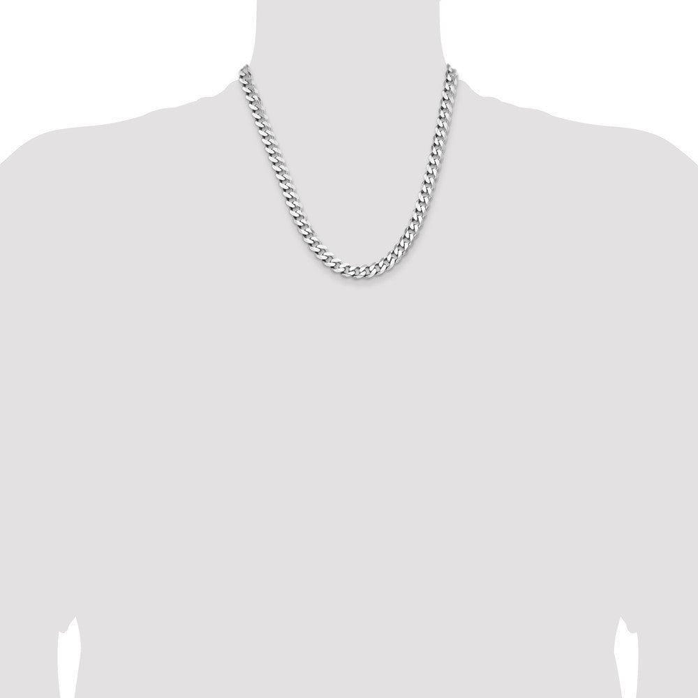 Sterling Silver Rhodium-plated 8.3mm Curb Chain Necklace 20"