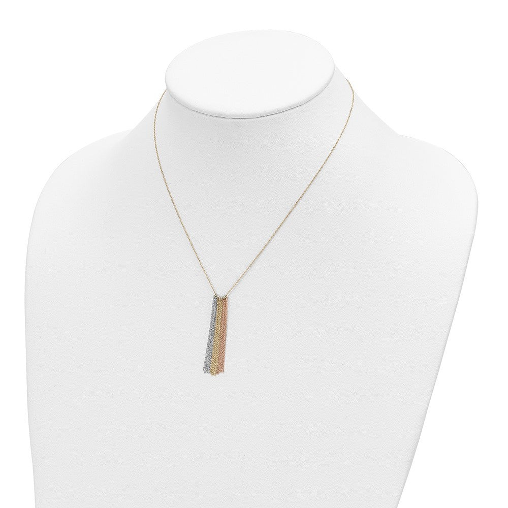 14k Tri-color Gold Dangle Chain with 2in ext Necklace Necklace 18"