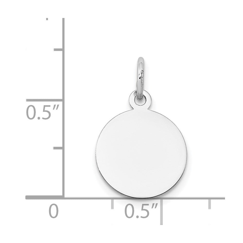 14k White Gold Round Disc Charm Pendant
