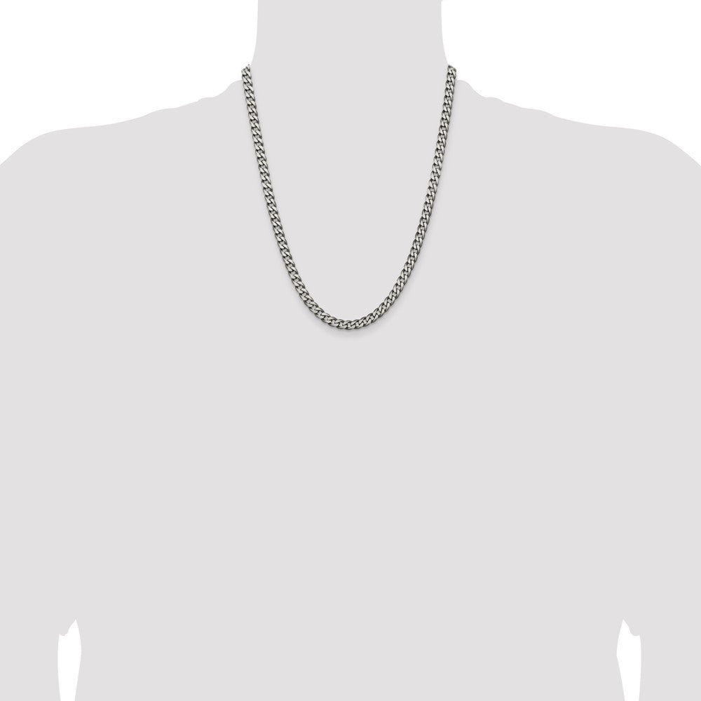 Sterling Silver Antiqued 6.0mm Curb Chain Necklace 22"