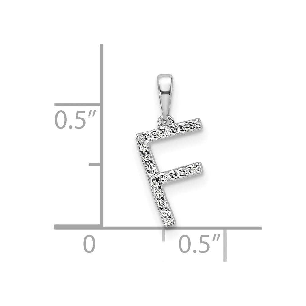 14k White Gold Diamond Letter F Initial Pendant