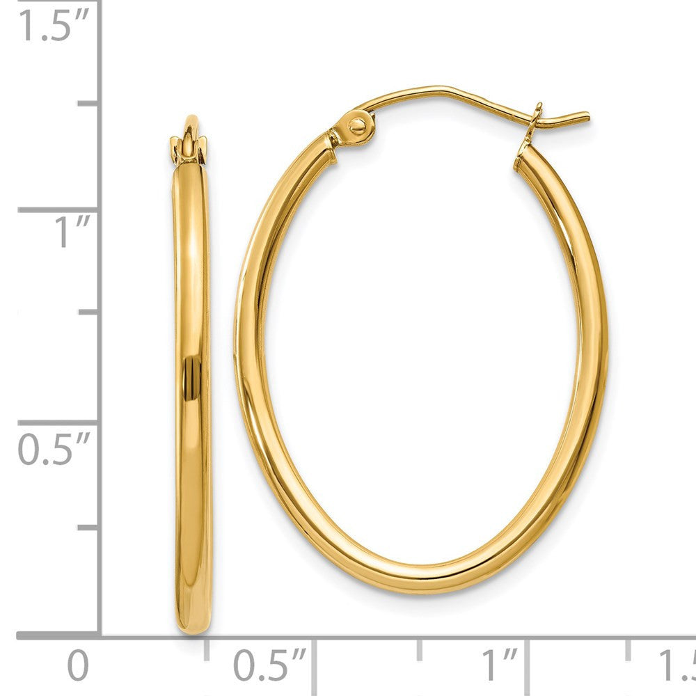 14k Yellow Gold Oval Polished Hoop Earring