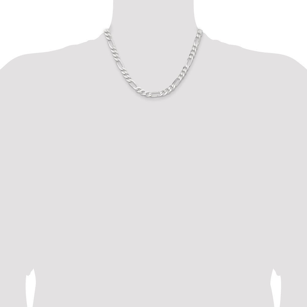 Sterling Silver 7.5mm Figaro Chain Necklace 18"