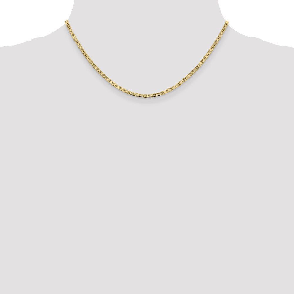 14k Yellow Gold 2.4mm Concave Anchor with Lobster Clasp Chain Necklace 16"
