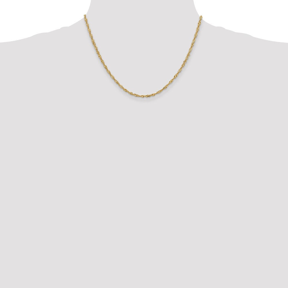 14k Yellow Gold 2mm Singapore with Lobster Clasp Chain Necklace 18"