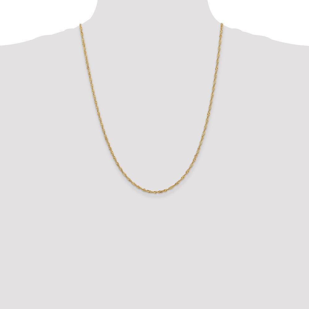 14k Yellow Gold 2mm Singapore with Lobster Clasp Chain Necklace 24"
