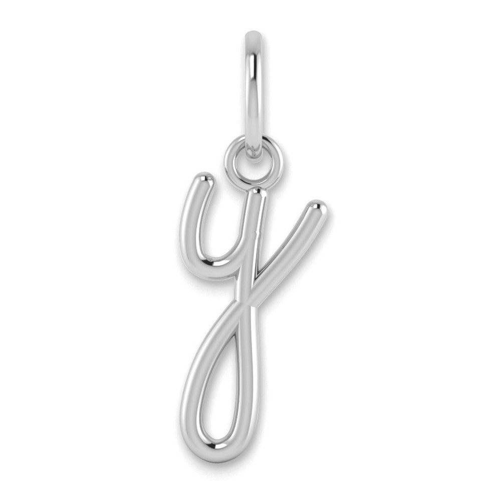 14k White Gold Lower case Letter Y Initial Charm Pendant