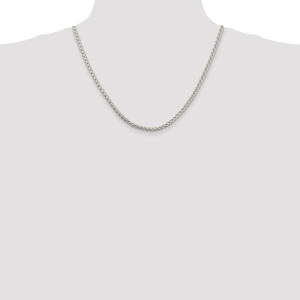 Sterling Silver 4mm Round Spiga Chain Necklace 20"
