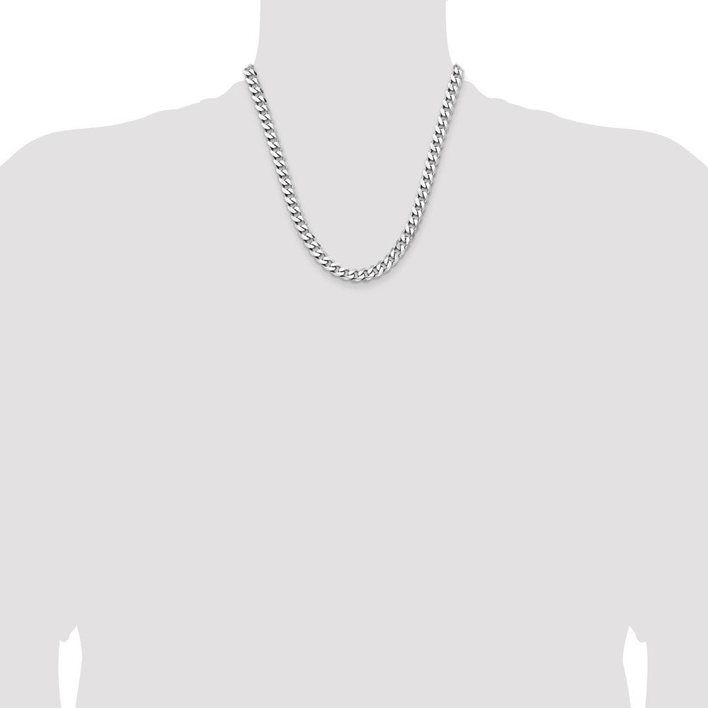 Sterling Silver Rhodium-plated 7.5mm Curb Chain Necklace 20"