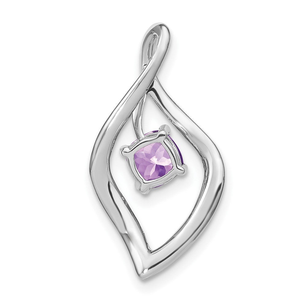 14k White Gold Amethyst and Diamond Pendant