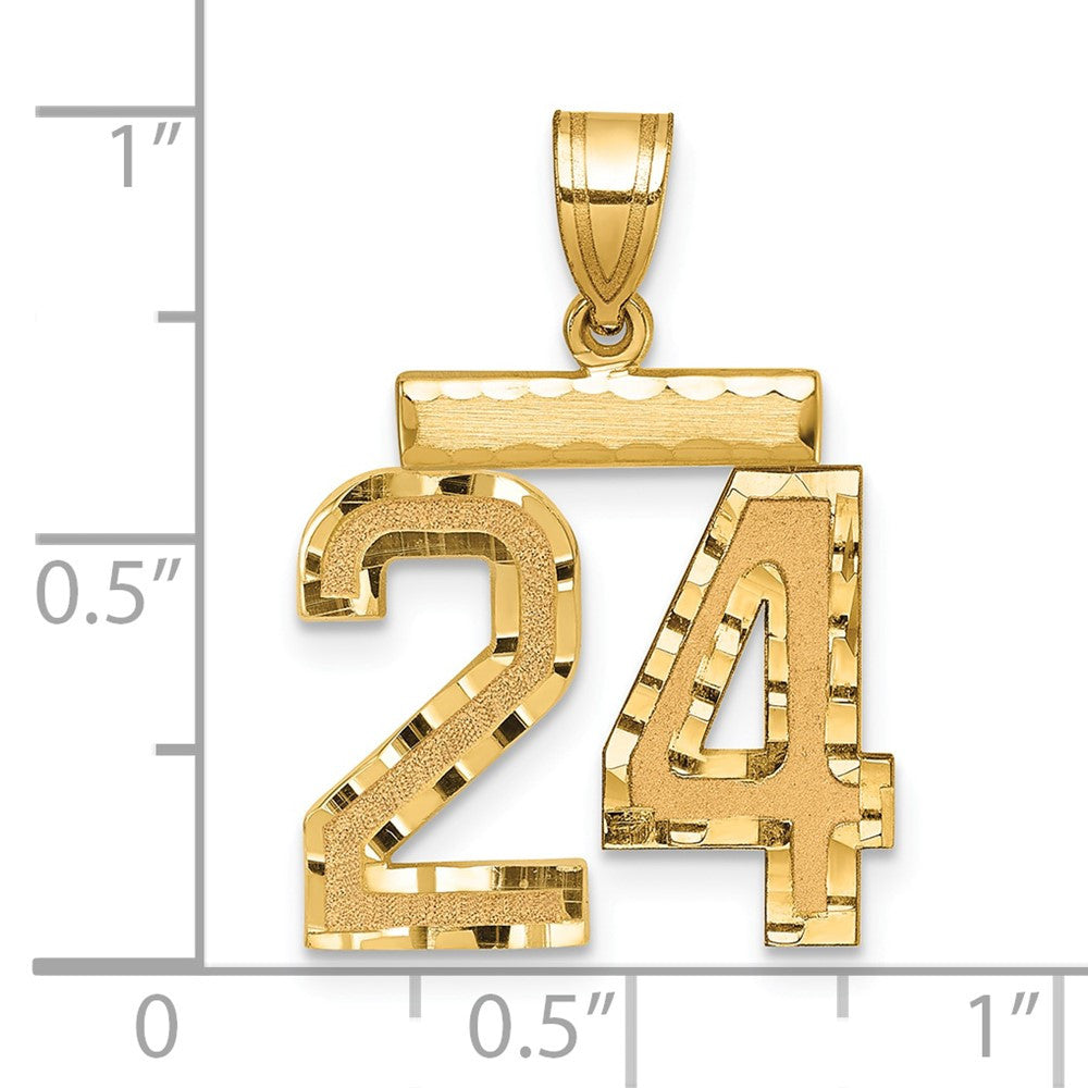 14k Yellow Gold Medium Diamond-cut Number 24 Charm Pendant
