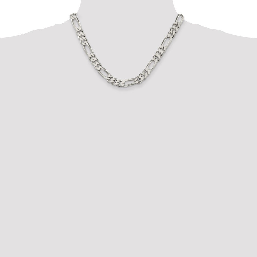 Sterling Silver 9mm Figaro Chain Necklace 18"