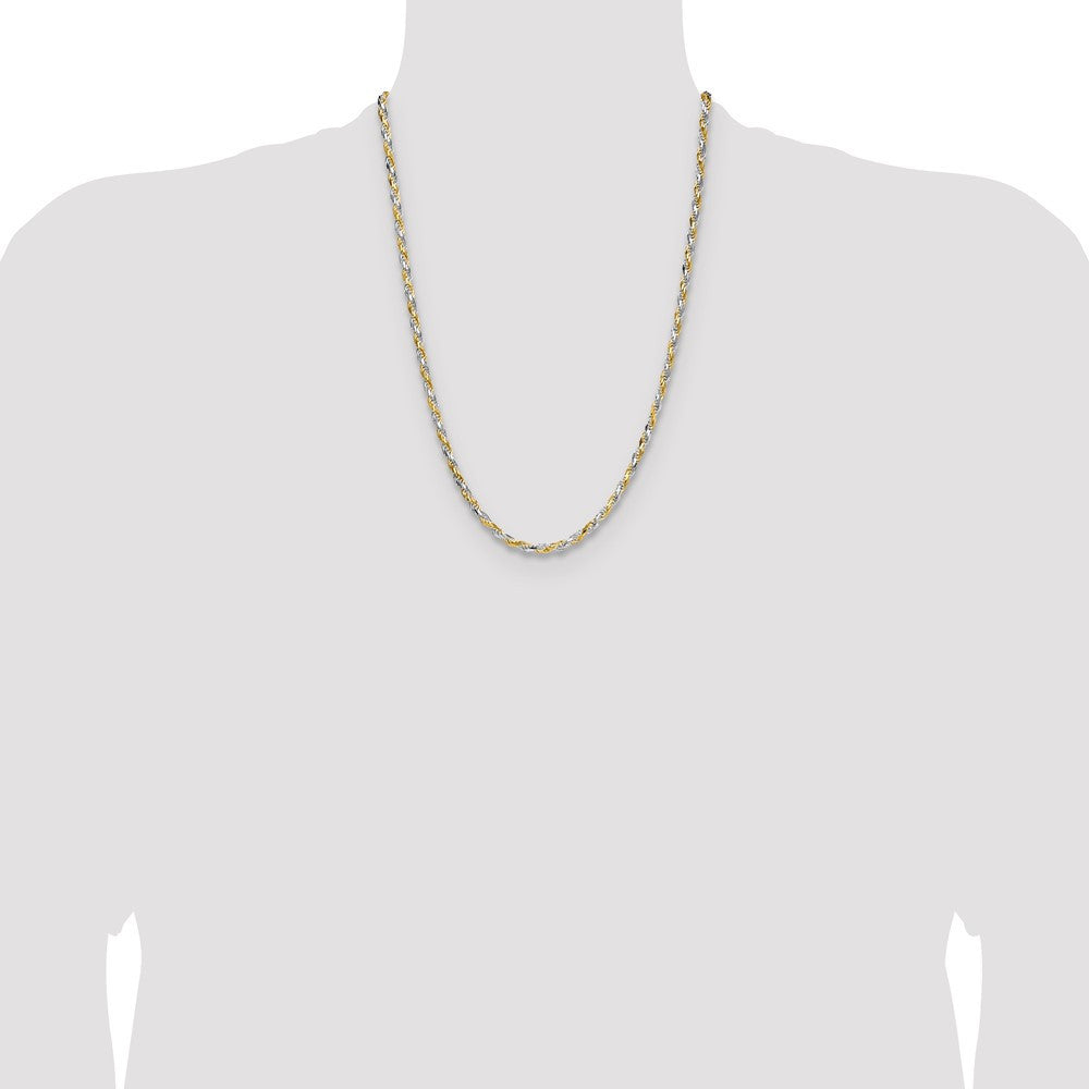 Sterling Silver And Vermeil 3.5mm Diamond-cut Rope Chain Necklace 24"