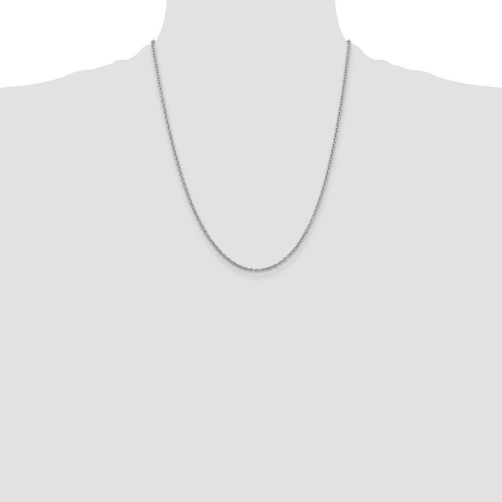 14K White Gold 2mm Round Open Link Cable with Lobster Clasp Chain Necklace 22"