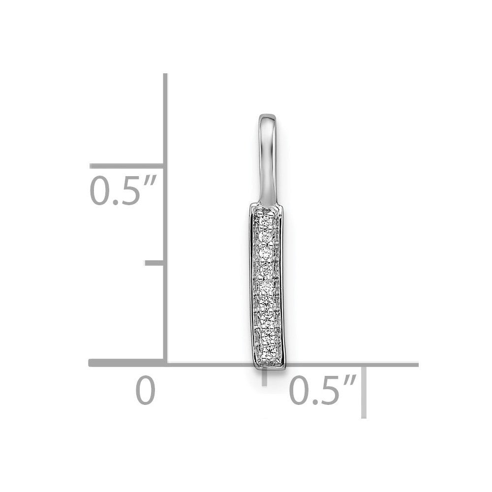 14k White Gold Diamond Letter I Initial Pendant