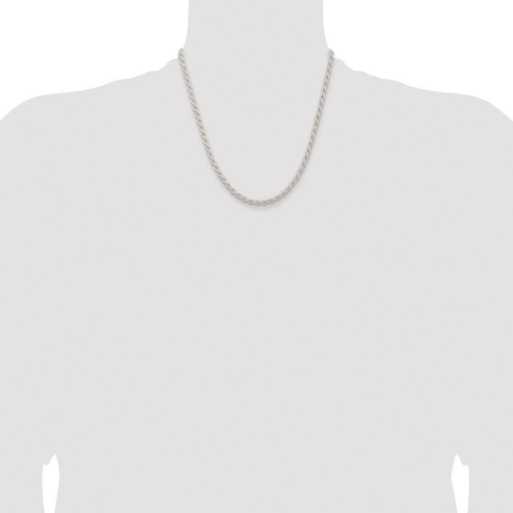 Sterling Silver Rhodium-plated 4.5mm Solid Rope Chain Necklace 20"
