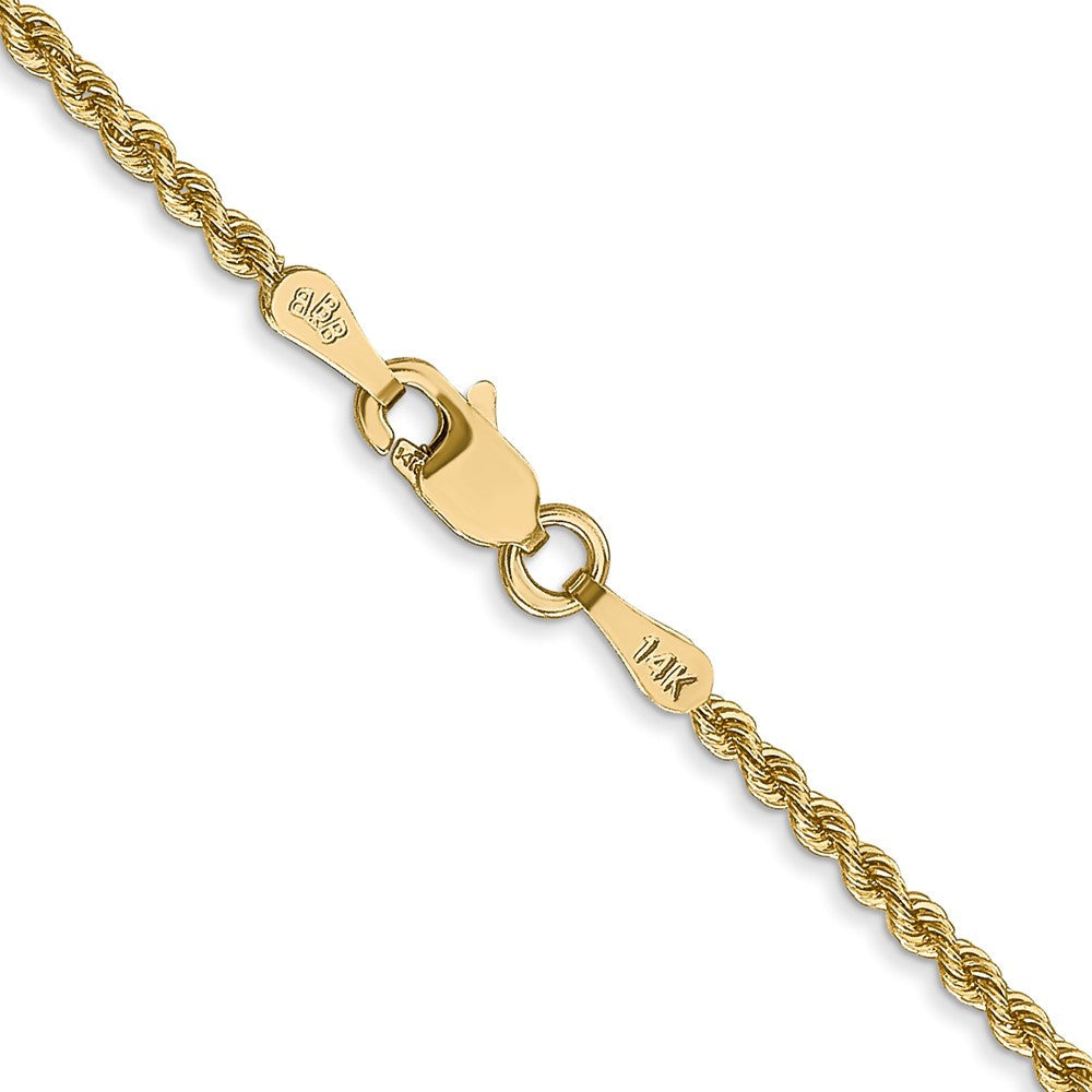 14k Yellow Gold 2mm Regular Rope with Lobster Clasp Chain Necklace 16"