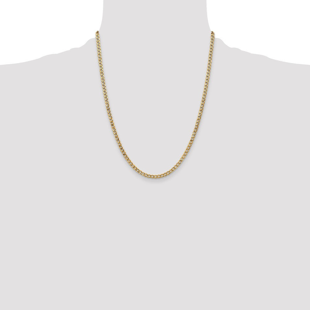 14k Yellow Gold 3.35mm Semi-Solid Curb with Lobster Clasp Chain Necklace 22"