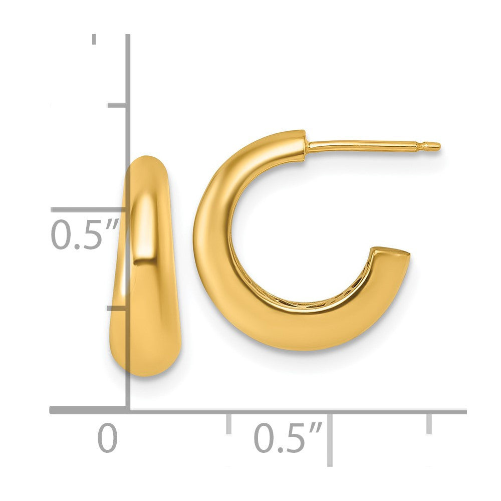 14k Yellow Gold Polished Hollow C-Hoop Earrings