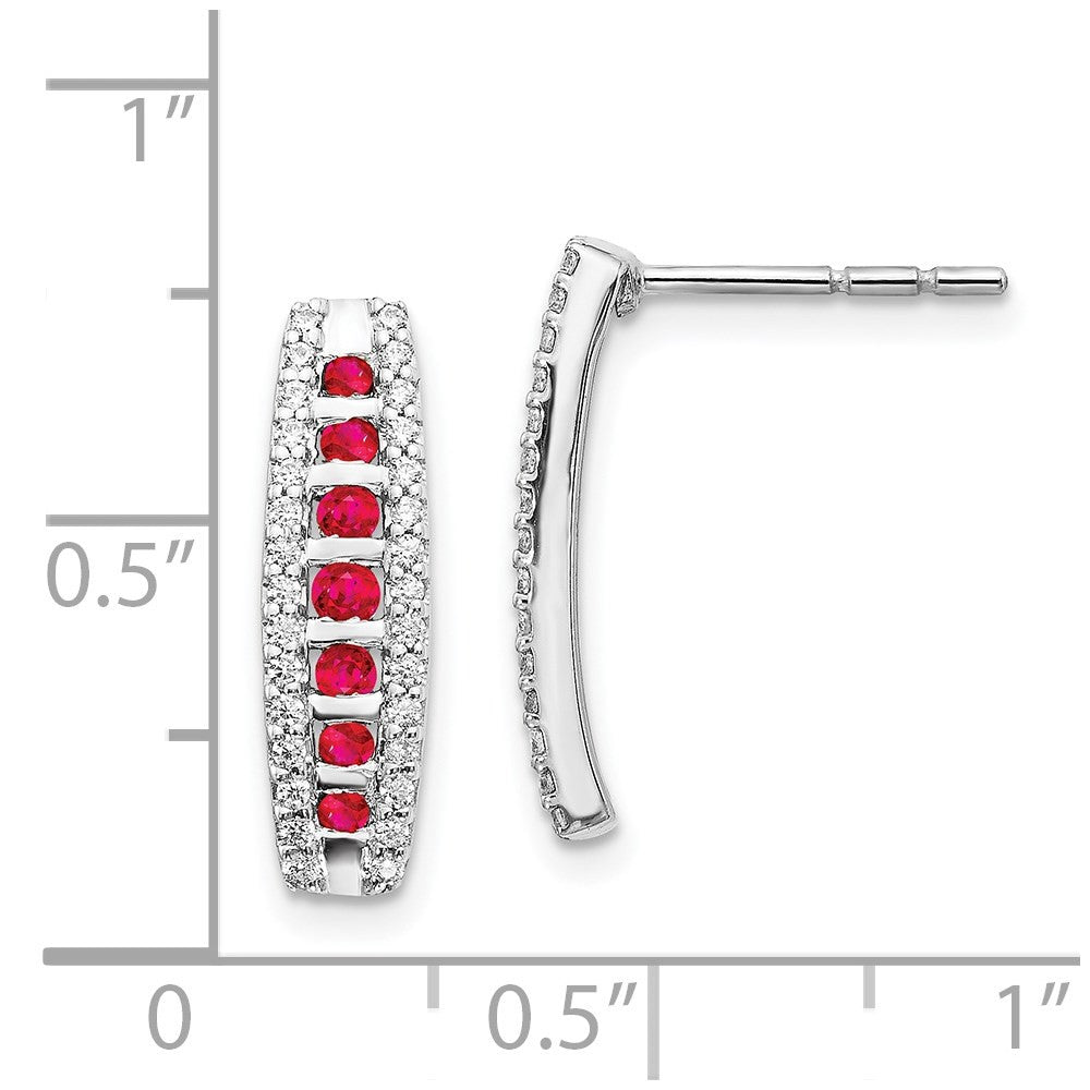14k White Gold Diamond and Ruby Fancy Drop & Dangle Earrings