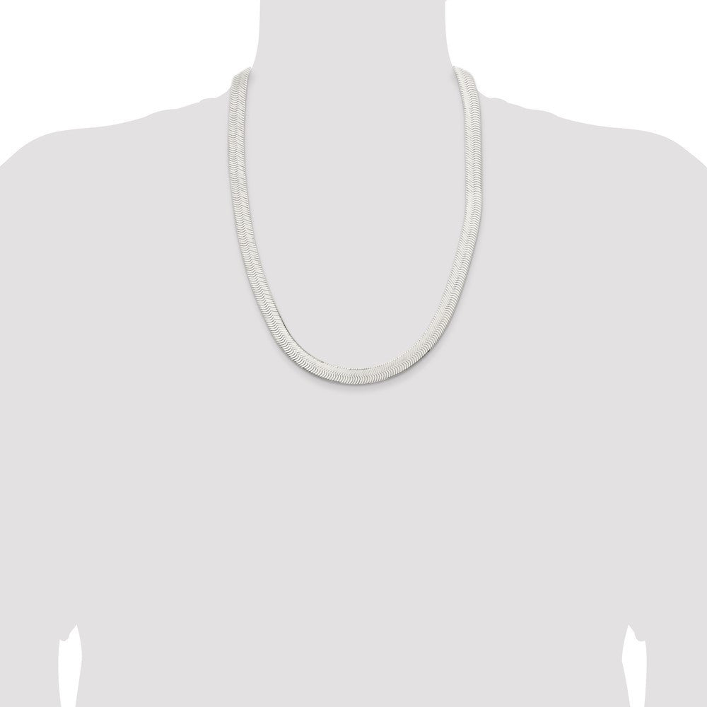 Sterling Silver 10.5mm Magic Herringbone Chain Necklace 24"