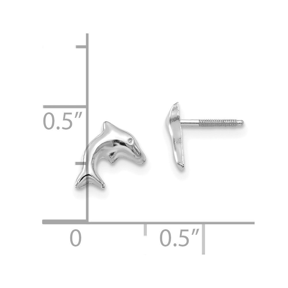 14K White Gold Sm. Dolphin Stud Earrings