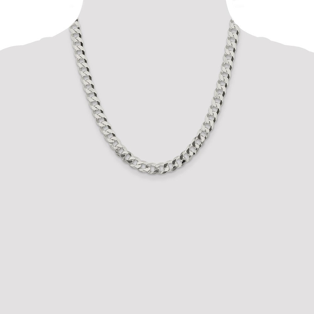 Sterling Silver 8.5mm Beveled Curb Chain Necklace 20"