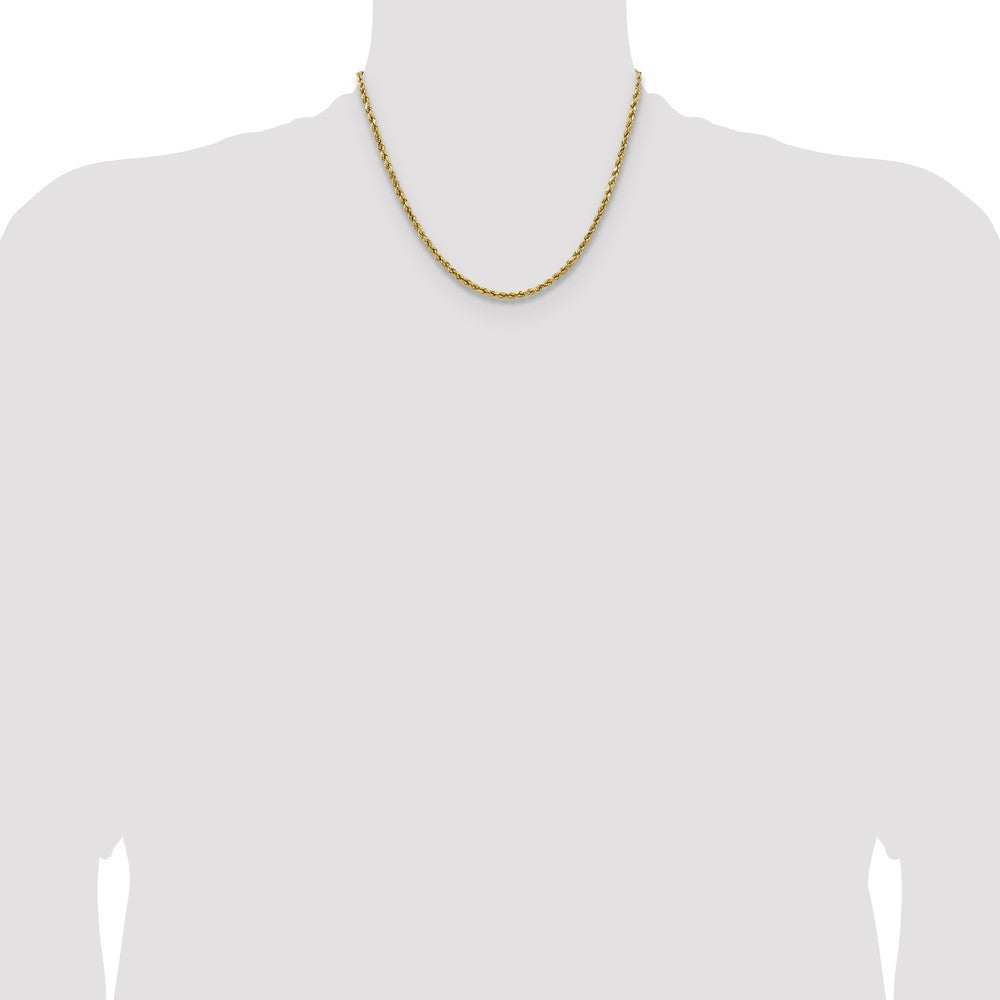 14k Yellow Gold 2.5mm Semi Solid Diamond-cut Rope Chain Necklace 18"