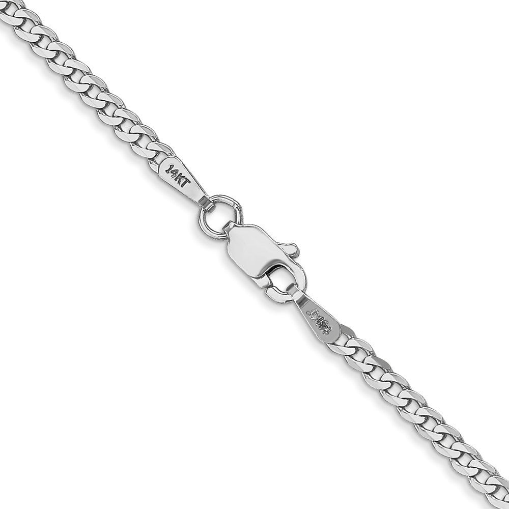 14k Yellow Gold White Gold 2.2mm Flat Beveled Curb Chain Necklace 24"