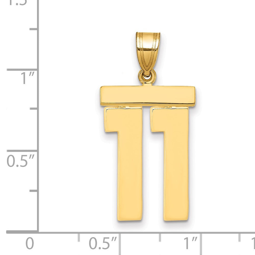 14k Yellow Gold Large Polished Number 11 Charm Pendant