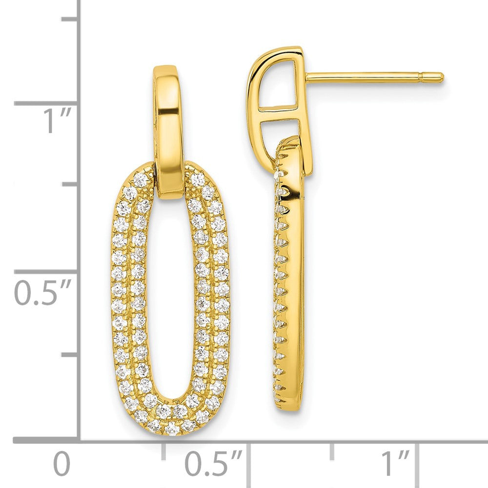 Sterling Silver Gold-tone Micro Pave CZ Dangle Earrings